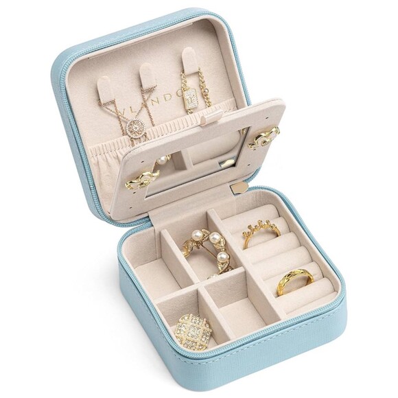 Vlando Mini Travel Portable Zip Jewlery Case In Mint Green New - Picture 1 of 9